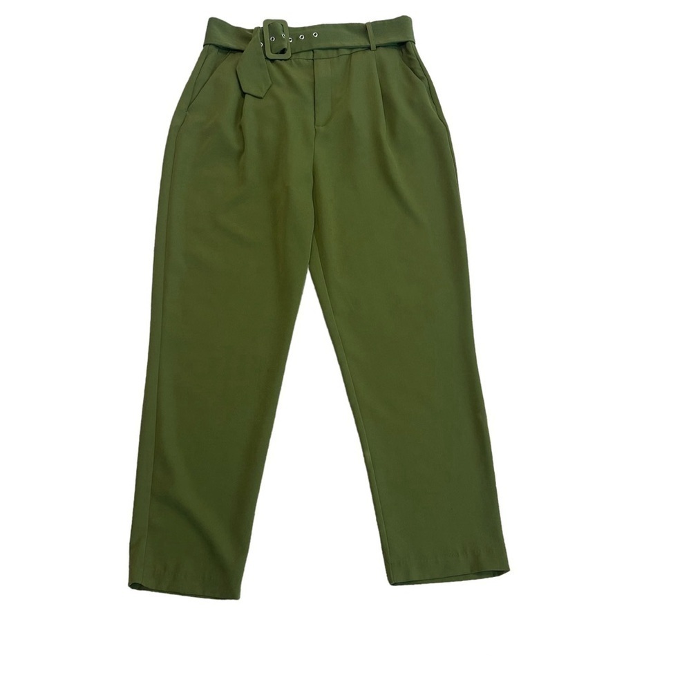 Jason Wu olive Green high waisted pleated belted ankle pants Sz 10 NWT